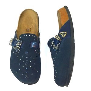 Birkenstock Betula Rocko Leather Navy Clogs 41